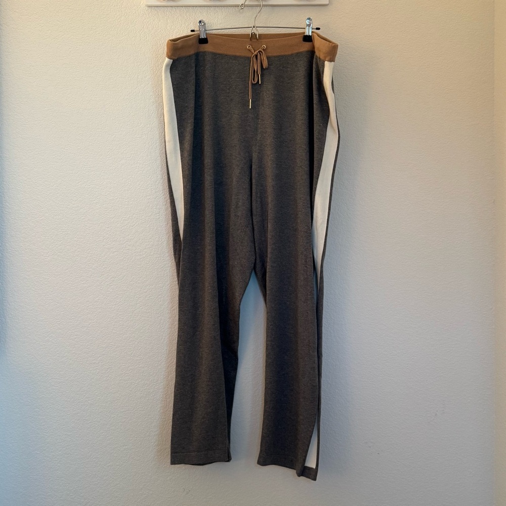 Chico's Knit Track Pants with Cream Side Stripes